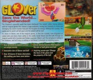 Glover (US) box cover back